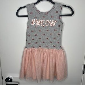 The Children's Place Gray Tank Top Dress with Pink Tulle Skirt